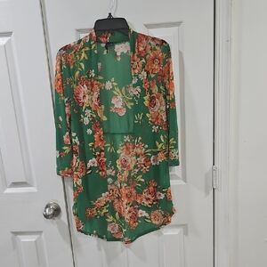 Zero 2 Eight Floral Green Kimono Cardigan
